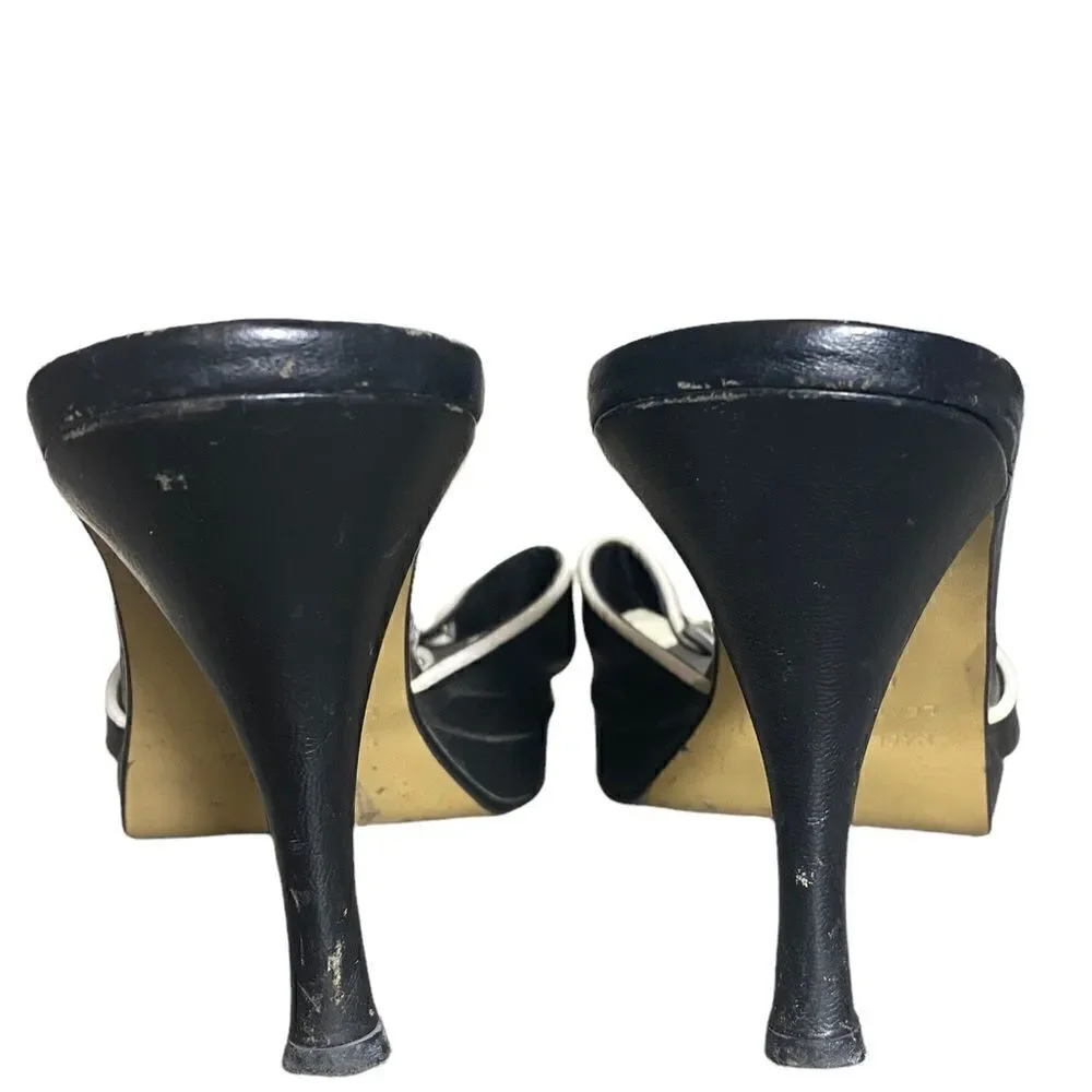 Vintage Black/White Leather Heel Sandal Size 9